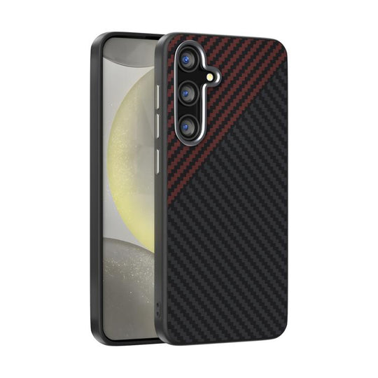 For Samsung Galaxy S25 FE 5G ABEEL C Carbon Fiber Series 6D Micro Relief MagSafe Phone Case(Black Red)