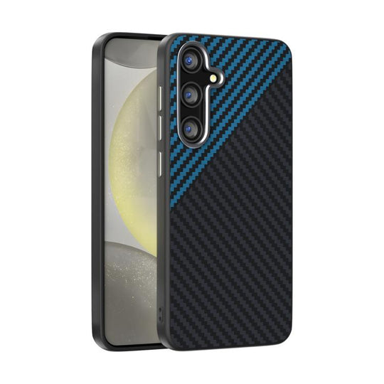 For Samsung Galaxy S25 FE 5G ABEEL C Carbon Fiber Series 6D Micro Relief MagSafe Phone Case(Black Blue)