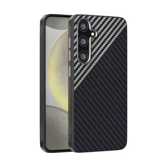 For Samsung Galaxy S25 FE 5G ABEEL C Carbon Fiber Series 6D Micro Relief MagSafe Phone Case(Black Grey)