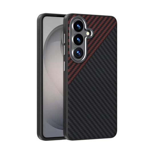 For Samsung Galaxy S26 5G ABEEL C Carbon Fiber Series 6D Micro Relief MagSafe Phone Case(Black Red)