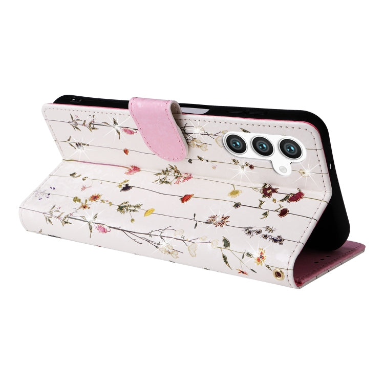 For Samsung Galaxy S25 5G Bronzing Painting RFID Leather Phone Case(Flowers World) by buy2fix
