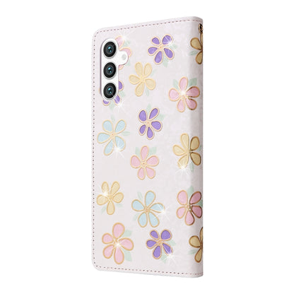 For Samsung Galaxy S25 5G Bronzing Painting RFID Leather Phone Case(Bloosoming Flower) by buy2fix