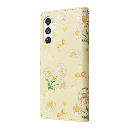 For Samsung Galaxy S25 5G Bronzing Painting RFID Leather Phone Case(Yellow Daisy) by buy2fix