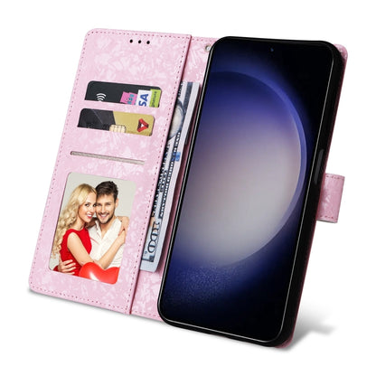 For Samsung Galaxy S25 5G Bronzing Painting RFID Leather Phone Case(Pansies) by buy2fix