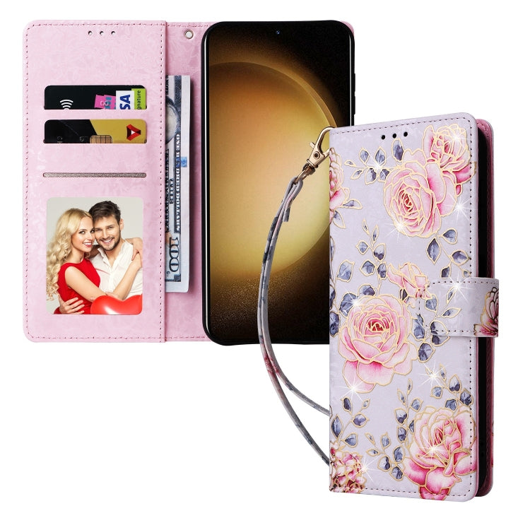 For Samsung Galaxy S25+ 5G Bronzing Painting RFID Leather Phone Case(Pastoral Rose) by buy2fix