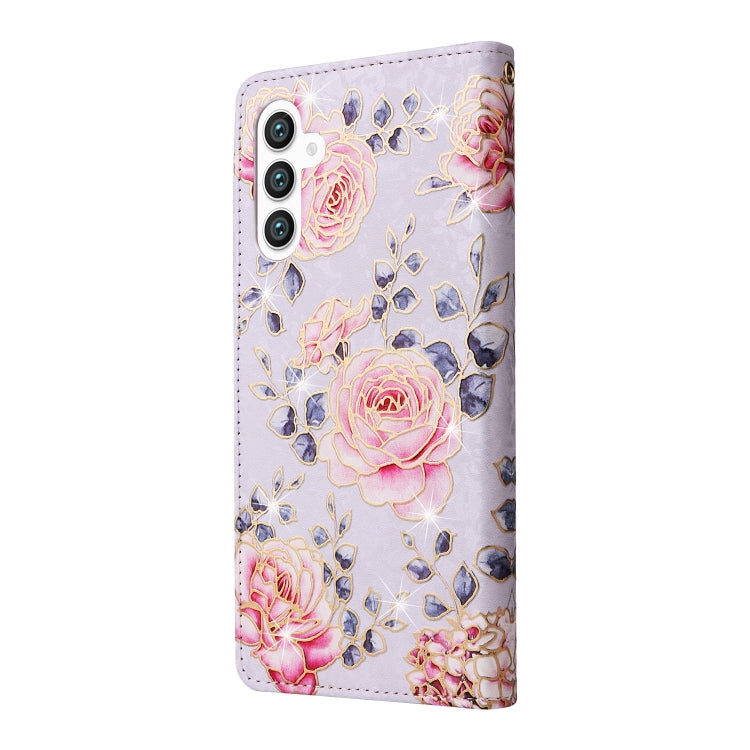 For Samsung Galaxy S25+ 5G Bronzing Painting RFID Leather Phone Case(Pastoral Rose) by buy2fix