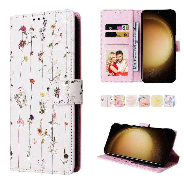 For Samsung Galaxy S25+ 5G Bronzing Painting RFID Leather Phone Case(Flowers World) by buy2fix