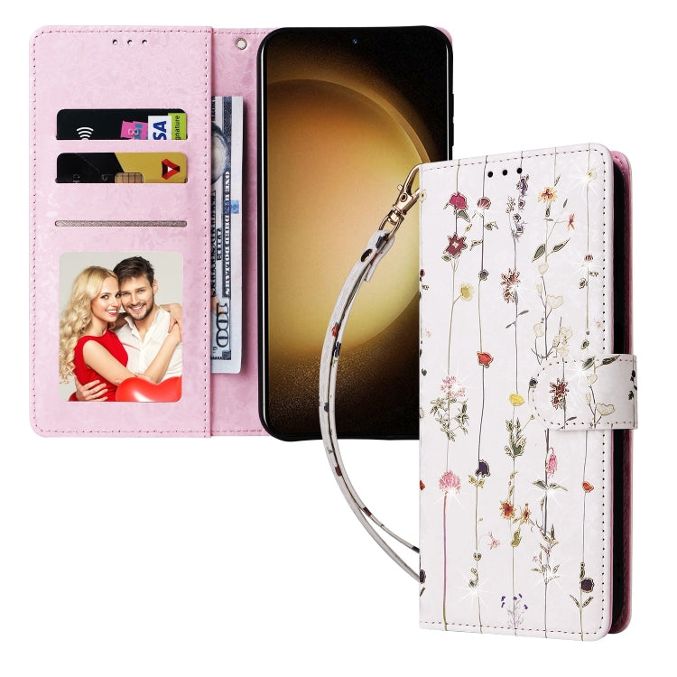 For Samsung Galaxy S25+ 5G Bronzing Painting RFID Leather Phone Case(Flowers World) by buy2fix