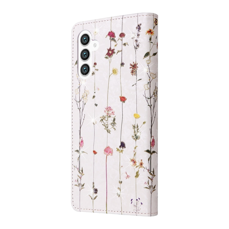 For Samsung Galaxy S25+ 5G Bronzing Painting RFID Leather Phone Case(Flowers World) by buy2fix