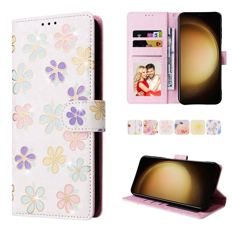 For Samsung Galaxy S25+ 5G Bronzing Painting RFID Leather Phone Case(Bloosoming Flower) by buy2fix