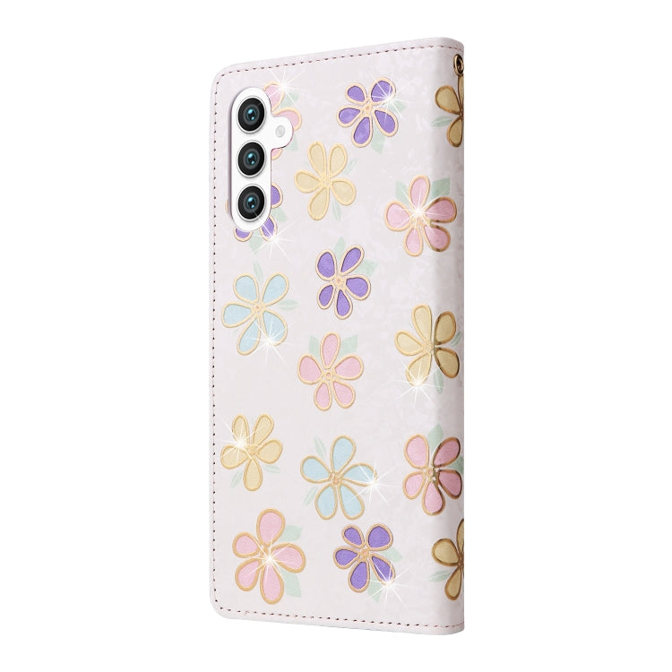 For Samsung Galaxy S25+ 5G Bronzing Painting RFID Leather Phone Case(Bloosoming Flower) by buy2fix