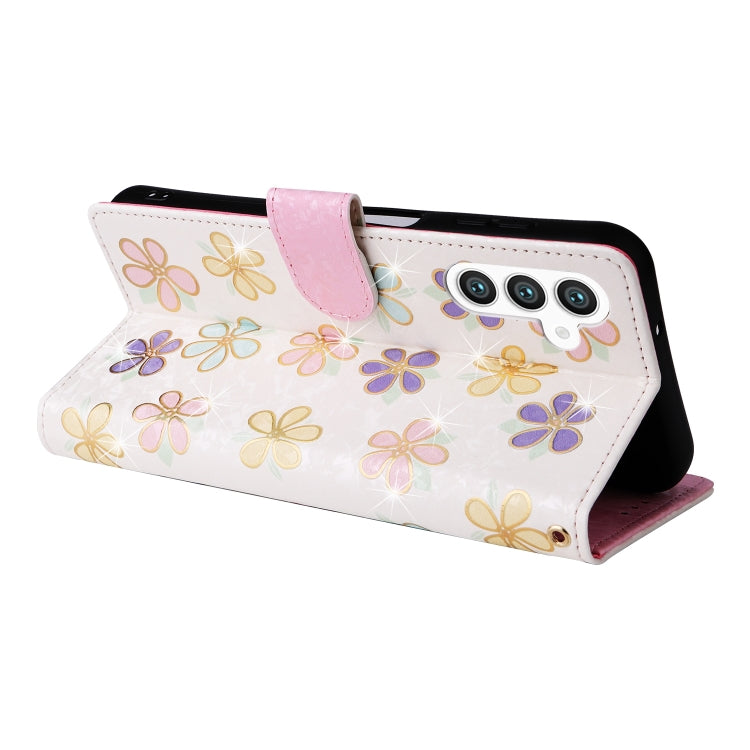 For Samsung Galaxy S25+ 5G Bronzing Painting RFID Leather Phone Case(Bloosoming Flower) by buy2fix