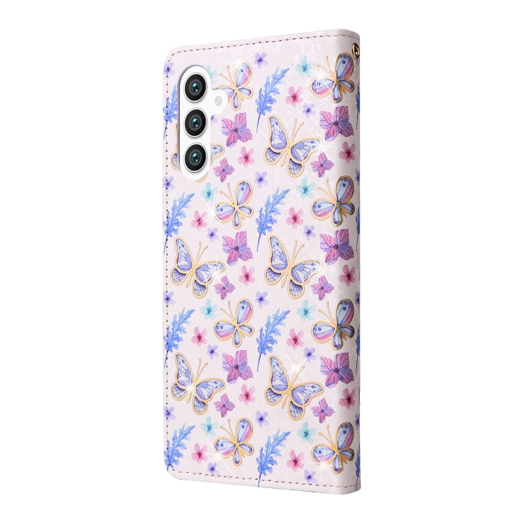 For Samsung Galaxy S25+ 5G Bronzing Painting RFID Leather Phone Case(Pansies) by buy2fix
