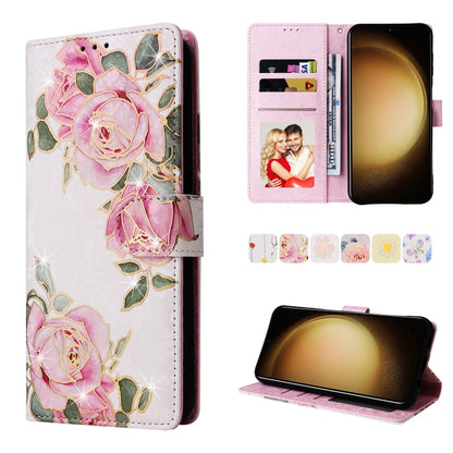 For Samsung Galaxy S25+ 5G Bronzing Painting RFID Leather Phone Case(Rose Flower) by buy2fix
