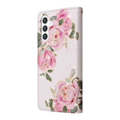 For Samsung Galaxy S25+ 5G Bronzing Painting RFID Leather Phone Case(Rose Flower) by buy2fix