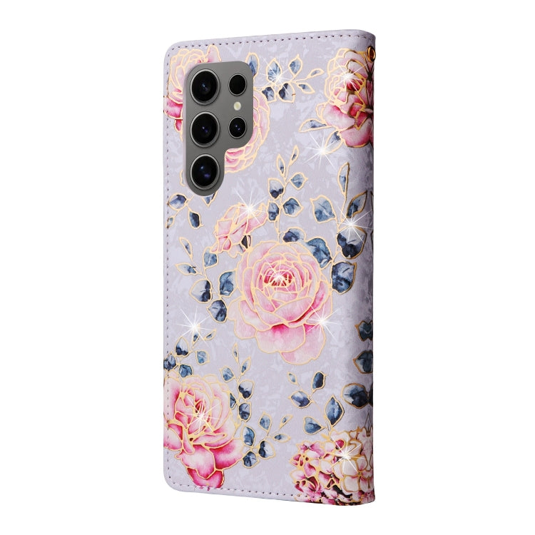 For Samsung Galaxy S25 Ultra 5G Bronzing Painting RFID Leather Phone Case(Pastoral Rose) by buy2fix