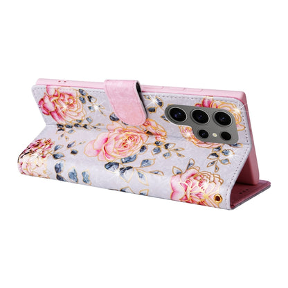 For Samsung Galaxy S25 Ultra 5G Bronzing Painting RFID Leather Phone Case(Pastoral Rose) by buy2fix