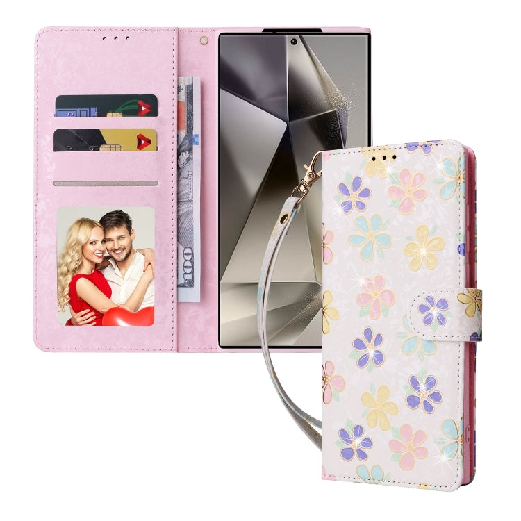 For Samsung Galaxy S25 Ultra 5G Bronzing Painting RFID Leather Phone Case(Bloosoming Flower) by buy2fix