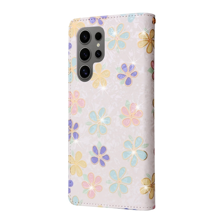 For Samsung Galaxy S25 Ultra 5G Bronzing Painting RFID Leather Phone Case(Bloosoming Flower) by buy2fix