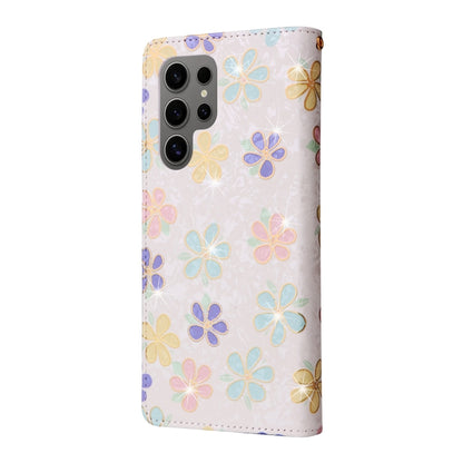 For Samsung Galaxy S25 Ultra 5G Bronzing Painting RFID Leather Phone Case(Bloosoming Flower) by buy2fix