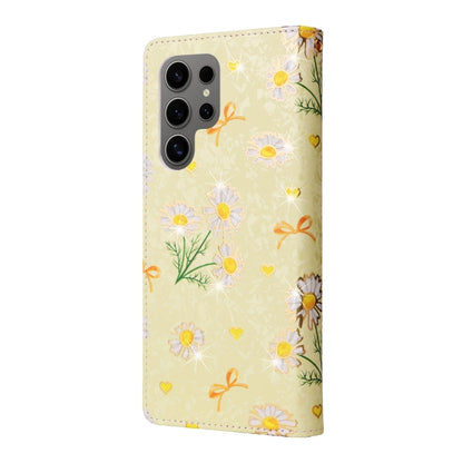 For Samsung Galaxy S25 Ultra 5G Bronzing Painting RFID Leather Phone Case(Yellow Daisy) by buy2fix