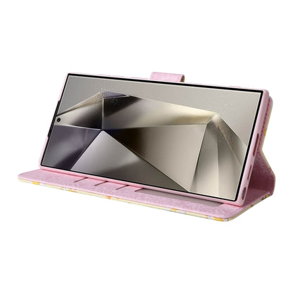 For Samsung Galaxy S25 Ultra 5G Bronzing Painting RFID Leather Phone Case(Yellow Daisy) by buy2fix