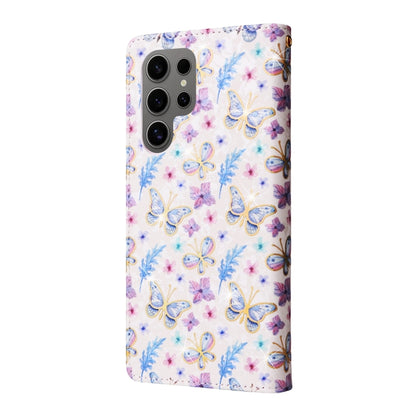 For Samsung Galaxy S25 Ultra 5G Bronzing Painting RFID Leather Phone Case(Pansies) by buy2fix