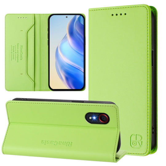 For Samsung Galaxy XCover 5 RC01 Dual-Folded Magnetic Suction RFID Leather Phone Case(Grass Green)