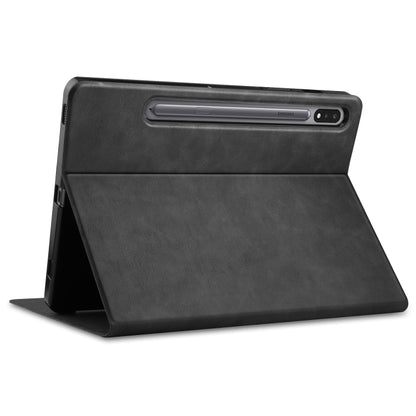 For Samsung Galaxy Tab S8 / Galaxy Tab S7 (2020) T870 Cowhide Texture TPU Tablet Horizontal Flip Leather Case with Holder & Sleep / Wake-Up Function & Pen Slot(Black) by buy2fix