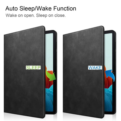 For Samsung Galaxy Tab S8 / Galaxy Tab S7 (2020) T870 Cowhide Texture TPU Tablet Horizontal Flip Leather Case with Holder & Sleep / Wake-Up Function & Pen Slot(Black) by buy2fix