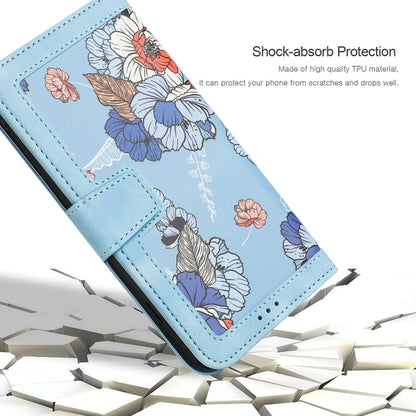 For Samsung Galaxy S25 Ultra 5G Floral Pattern Leather Phone Case with Lanyard(Light Blue) by buy2fix
