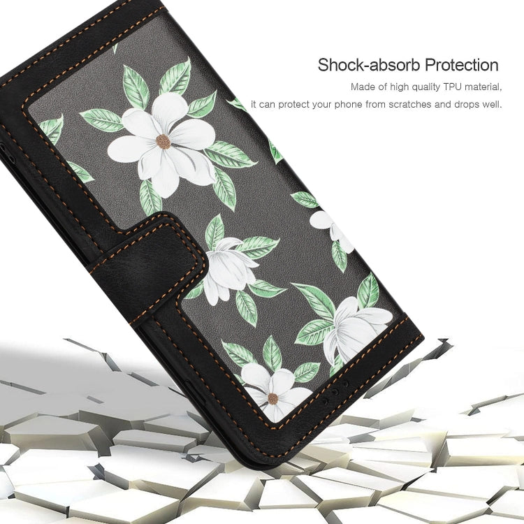 For Samsung Galaxy S25 Ultra 5G Floral Pattern Leather Phone Case with Lanyard(Black) by buy2fix