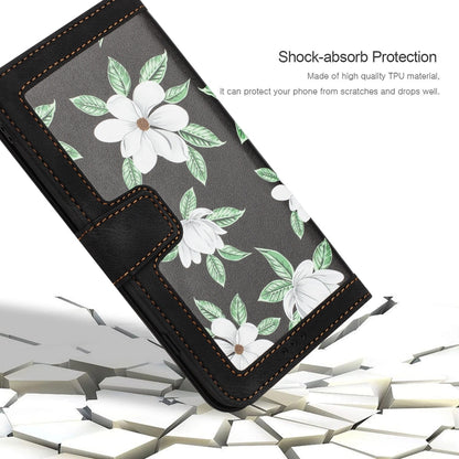 For Samsung Galaxy S25 Ultra 5G Floral Pattern Leather Phone Case with Lanyard(Black) by buy2fix