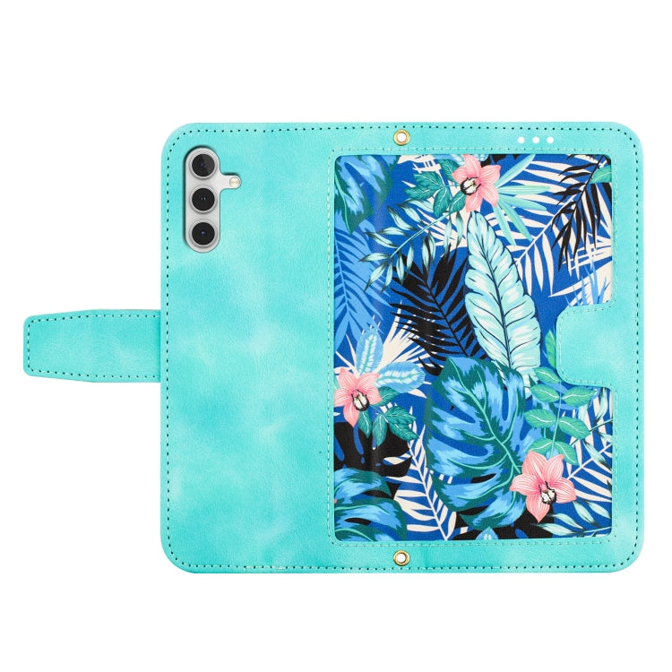 For Samsung Galaxy S25+ 5G Floral Pattern Leather Phone Case with Lanyard(Green) by buy2fix