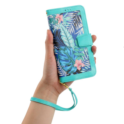 For Samsung Galaxy S25 5G Floral Pattern Leather Phone Case with Lanyard(Green) by buy2fix