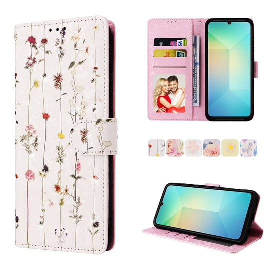 For Galaxy A06 4G Bronzing Painting RFID Leather Phone Case(Flowers World)
