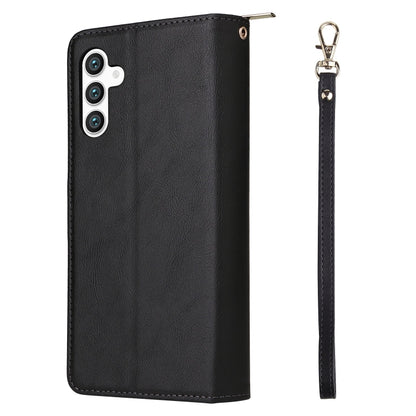For Samsung Galaxy S25 5G 9-Card Slots Zipper Wallet Bag Leather Phone Case(Black) by buy2fix