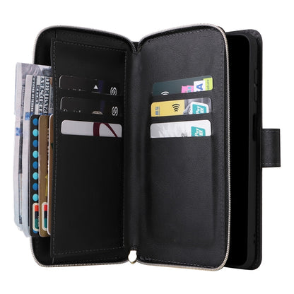 For Samsung Galaxy S25 5G 9-Card Slots Zipper Wallet Bag Leather Phone Case(Black) by buy2fix