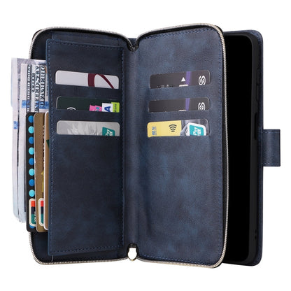 For Samsung Galaxy S25 5G 9-Card Slots Zipper Wallet Bag Leather Phone Case(Blue) by buy2fix