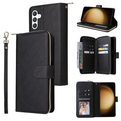 For Samsung Galaxy S25+ 5G 9-Card Slots Zipper Wallet Bag Leather Phone Case(Black) by buy2fix