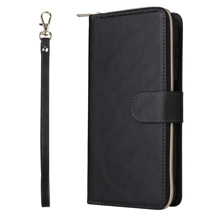 For Samsung Galaxy S25+ 5G 9-Card Slots Zipper Wallet Bag Leather Phone Case(Black) by buy2fix
