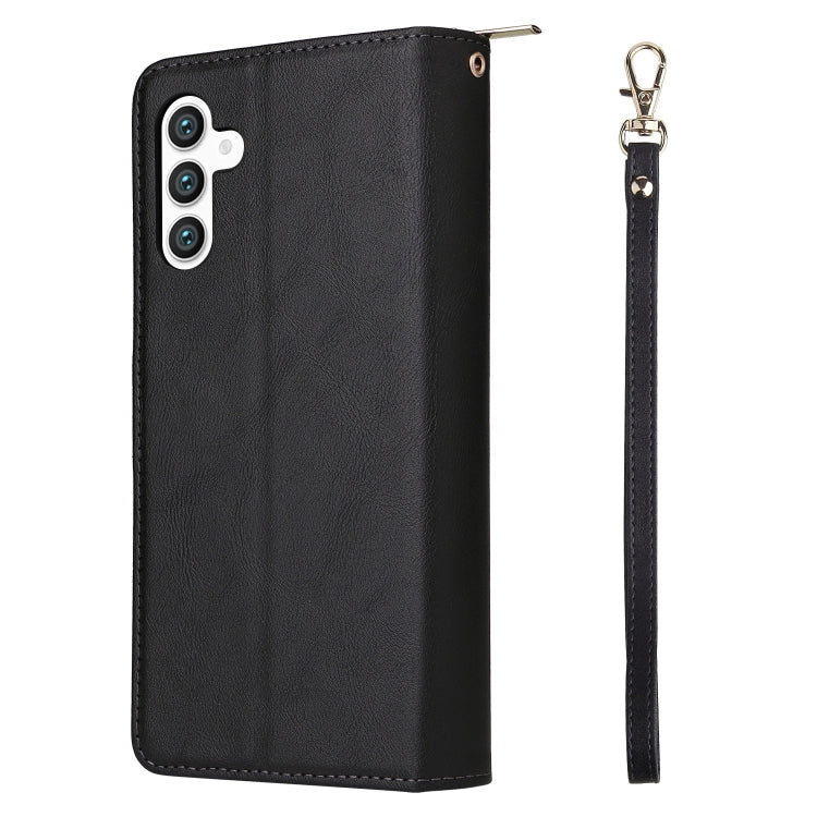 For Samsung Galaxy S25+ 5G 9-Card Slots Zipper Wallet Bag Leather Phone Case(Black) by buy2fix