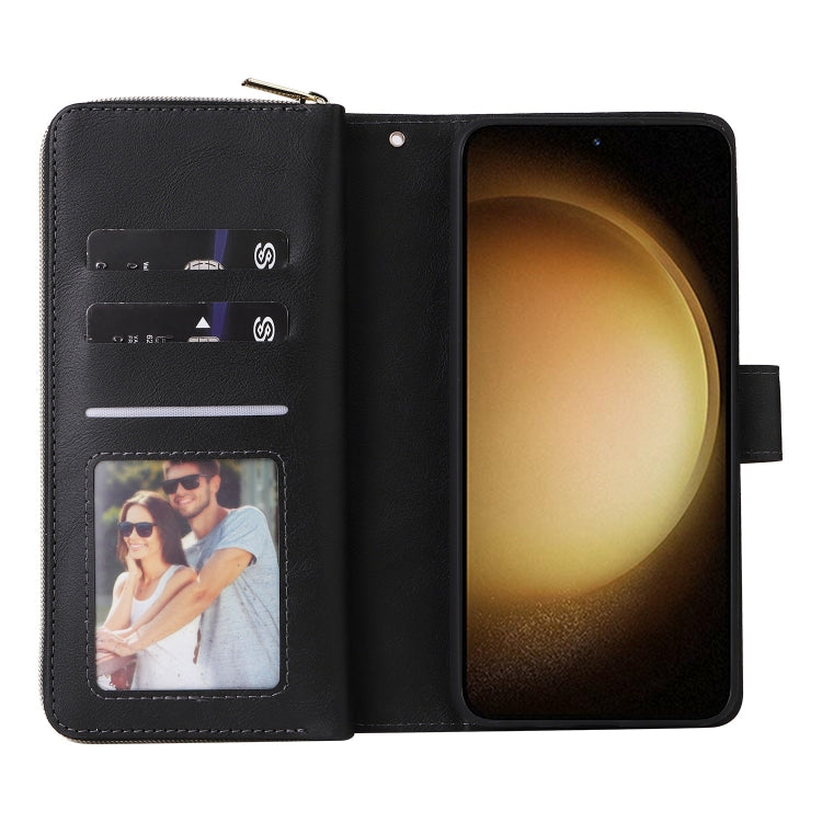 For Samsung Galaxy S25+ 5G 9-Card Slots Zipper Wallet Bag Leather Phone Case(Black) by buy2fix