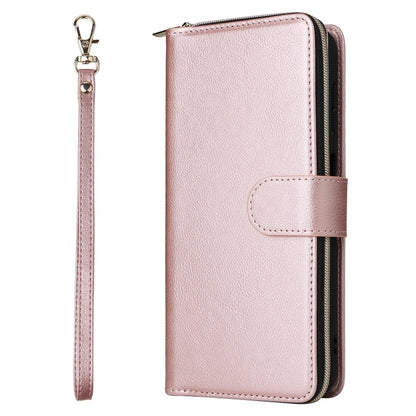 For Samsung Galaxy S25+ 5G 9-Card Slots Zipper Wallet Bag Leather Phone Case(Rose Gold) by buy2fix