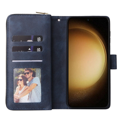 For Samsung Galaxy S25+ 5G 9-Card Slots Zipper Wallet Bag Leather Phone Case(Blue) by buy2fix