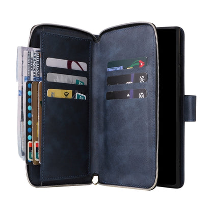 For Samsung Galaxy S25 Ultra 5G 9-Card Slots Zipper Wallet Bag Leather Phone Case(Blue) by buy2fix
