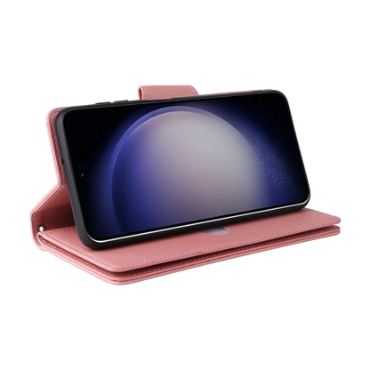 For Samsung Galaxy S25 5G Rivet Buckle 9 Cards Three Fold Leather Phone Case(Rose Gold) by buy2fix