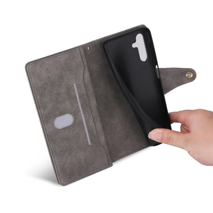 For Samsung Galaxy S25 5G Rivet Buckle 9 Cards Three Fold Leather Phone Case(Grey) by buy2fix