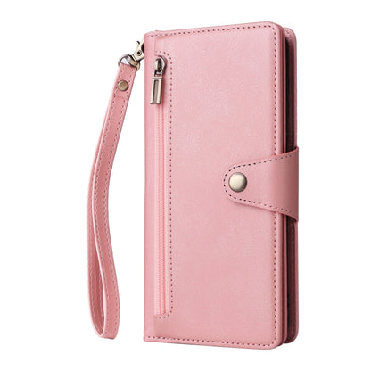 For Samsung Galaxy S25+ 5G Rivet Buckle 9 Cards Three Fold Leather Phone Case(Rose Gold) by buy2fix