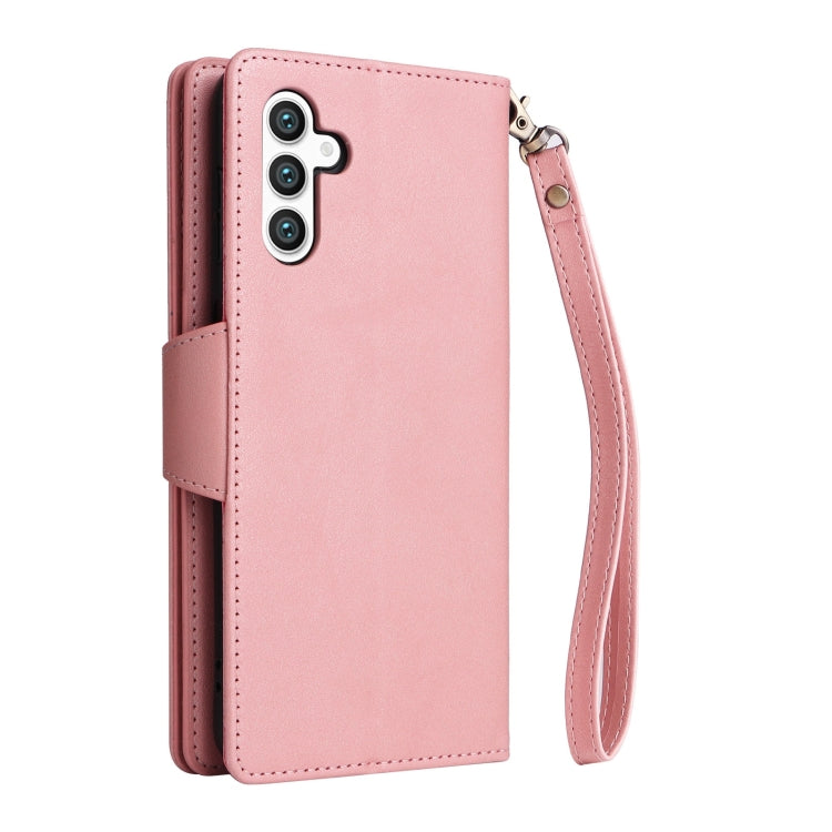 For Samsung Galaxy S25+ 5G Rivet Buckle 9 Cards Three Fold Leather Phone Case(Rose Gold) by buy2fix